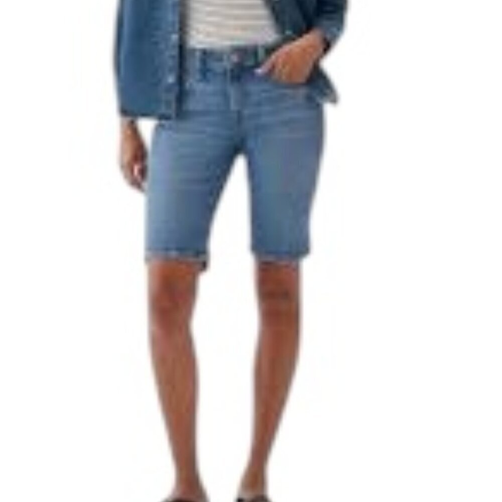 Classic Light Blue Denim Bermuda Shorts - Women - Picture 1 of 4